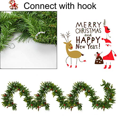 Zhenrui 9 Foot Lighted Christmas Garland, Battery Operated Garland for Christmas Decoration, Pre-lit Xmas Garland with Timer and Waterproof Battery Case, Perfect for Outdoor Use