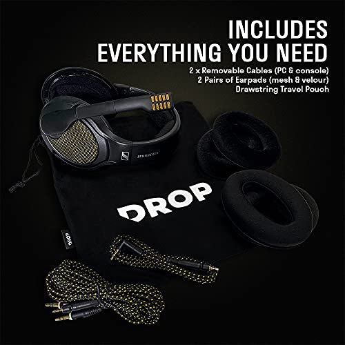 DROP + Sennheiser PC38X Gaming Headset — Noise-Cancelling Microphone with Over-Ear Open-Back Design, Velour Earpads, Compatible with PC, Gaming Consoles, and Mobile Devices, Black