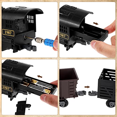 TOYANDONA Electric Train Set for Kids, Battery-Powered Train Toy Set with Smokes, Lights & Sound Include 4 Cars and 18 Tracks, Classic Toy Train Set Gifts for 3 4 5 6 Years Old Boys Girls