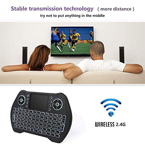 Zedo Backlit Mini Wireless Keyboard 2.4G, Handheld Remote with Touchpad Mouse for Android TV Box, Windows PC, HTPC, IPTV, Raspberry Pi, XBOX 360, PS3, PS4