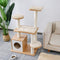 PAWZ Road Multi-Level Modern Cat Tree Full Wrapped Sisal-Covered Scratching Post Luxury Cat Towers Furniture with Large Condo 115CM（Beige）