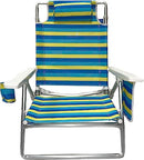 Caribbean Joe Folding Beach Chair, 5 Position Lightweight, Portable Reclining Outdoor Camping Chair with Headrest, Shoulder Strap, and Cup Holder, Bold Stripe