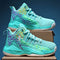 PTYIBO Basketball Shoe for Unisex-Child High top Youth's Basketball Athletic Shoes Sports Walking Stylish Green