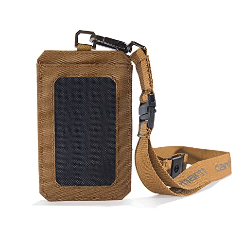 CARHARTT Unisex Adult Nylon Duck Id Holder and Lanyard, Water-Repellent Canvas Id Holder with Reflective Lanyard Wallet, Nylon Duck (Carhartt Brown), One Size US
