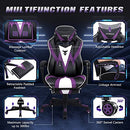 Zeanus Gaming Chair for Adults Purple Gaming Chairs Reclining Computer Chair with Footrest for Heavy People Gamer Chair with Massage Ergonomic PC Gaming Chair Racing Chair for Gaming Big and Tall