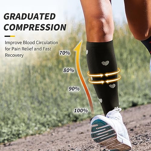 Cambivo 3 Pairs Compression Socks(20-30 mmHg) for Women and Men, Stocking for Swelling, Running, Flight, Travel, Pregnancy, Nurses, Medical, Circulation and Recovery - (S/M, Black Yellow Yellow)