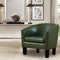 Rosevera Duilio Club Style Barrel Armchair for Living Room, Faux Leather, Standard, Jade Olive