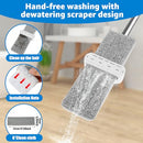 Microfiber Mop Self Wringing Flat Mop Hands Free Self-Squeeze Dehydrate,Stand Storage with 6 Pcs Washable Pads, 360° Rotating Head Adjustable Handle for Cleaning Hardwood, Marble, Laminate