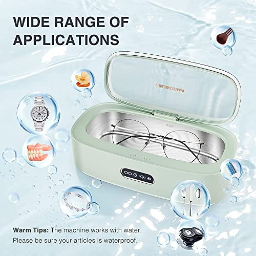 Ultrasonic Jewelry Cleaner, 50W Ultrasonic Cleaner Machine, Ultrasonic Glasses Cleaner with Digital Timer,Holder,47kHz Professional Sonic Jewelry Cleaner for Eye Glasses,Ring,Earring, Necklaces