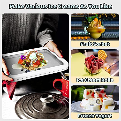 Instant Ice Cream Maker with 2 Scrapers Ideal For Making Soft Serve Ice Cream Pan Frozen Yogurt Sorbet Gelato Rolled Ice Cream