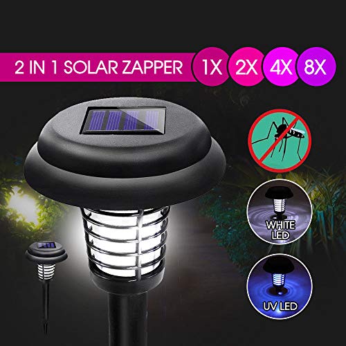 Solar Power LED Light Mosquito Insect Zapper Fly Bug Killer Trap Outdoor Floor Lamp Garden Ground (1PC)