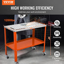 VEVOR 96 x 42 cm Welding Table, 544kg Load Capacity Steel Welding Workbench Table on Wheels, Portable Work Bench with Braking Lockable Casters, 4 Tool Slots, 5/8-inch Fixture Holes, Tool Tray