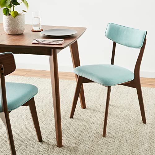 Christopher Knight Home Abrielle Mid-Century Modern Fabric Dining Chairs with Natural Walnut Finished Rubberwood Frame, 2-Pcs Set, Mint/Natural Walnut