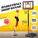 Genki 1.05-1.65m Kids Portable Basketball Hoop Stand System Backboard Net Ring Ball Set