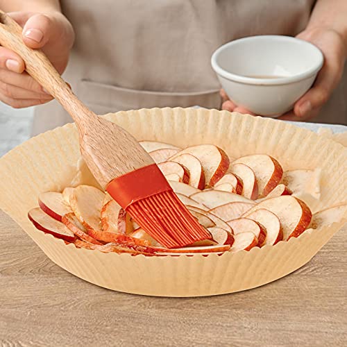 100 Pcs Air Fryer Disposable Paper Liners Air Fryer Parchment Paper Liners Air Fryer Liners Basket Non Stick Unperforated Round Parchment Paper for Baking Roasting Microwave (Natural Color,6.3 Inches)