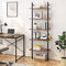 Bestier 70" Industrial Wall-Mounted Ladder Shelf 5 Tier Bookshelf with Storage Organizer Plant Flower Display Stand Round Tube Bookcase Rack with 2 Hooks for Home Office, Rustic Brown