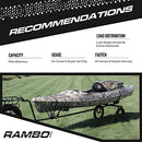 Rambo Bikes Canoe and Kayak Trailer Cart - Heavy-Duty Kayak Cart with 300lbs Maximum Capacity - Extendable Bike Trailer - Adjustable Steel Frame, Padded Contact Points, 16"x3" Wheels for Any Terrain