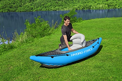 Bestway Hydro-Force Cove Champion | 1 Person Inflatable Kayak Set with Hand Pump, Paddles, Carry Bag, Blue, Blue, Grey, 275 x 81 x 45 cm