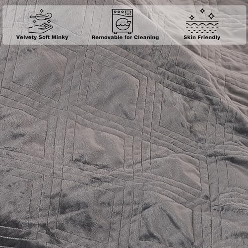 Weighted Blanket (30lbs 94''x96'' King Size) Luxury Weighted Blankets for Adults High Breathability Heavy Blanket Soft Warm Cotton Material with Removable Duvet Cover Included