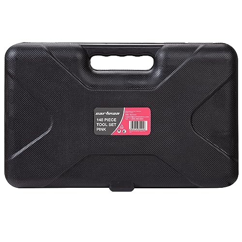 Cartman 148Piece Tool Set General Household Hand Tool Kit with Plastic Toolbox Storage Case Pink
