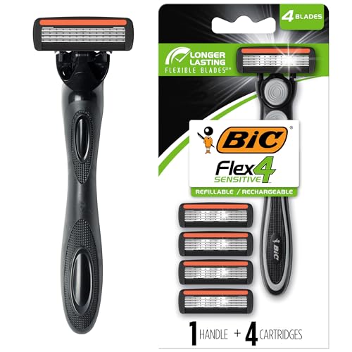 BIC Hybrid Flex 4 Men's Razors Kit - Pack of 1 Handle and 4 Cartridges