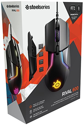 SteelSeries Rival 600 Wired 7-Button 96-128g Gaming Mouse - Prism 3-Zone RGB Illumination - 12,000 CPI - TrueMove3+ Dual Optical Sensor - 0.5 Lift-Off Distance