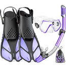 CAPAS Snorkel Mask Fins Set, Travel Size Snorkeling Gear for Adults with Short Adjustable Swim Fins, High Resistant Scuba Diving Mask and Dry Top Snorkel, Come with a Carrying Bag