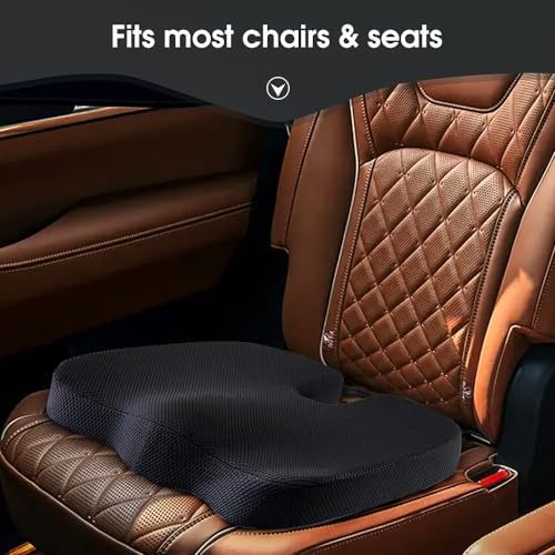 Seat Cushion, Home Office Car Chair Cushions Memory Foam Cushion w/Handle for Computer Desk, Wheelchair & Car Driving Use - Back Support Pillow for Chair