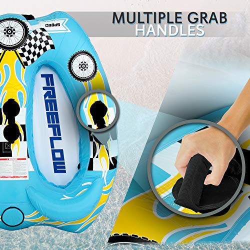Serene Life Watersports Inflatable Towable Booster Tube - Two Person Water Boating Float Tow Raft, Inflatable Pull Boats/Tubes/Towables w/Dual Seats, PVC Bladder, Foam Pad, Nylon Handles SLTOWBL10