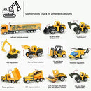 ZCOINS Construction Trucks 11 in 1 Vehicles with Car Met and Road Sign Sticker Car Toys for Over 3 Year Old Boys