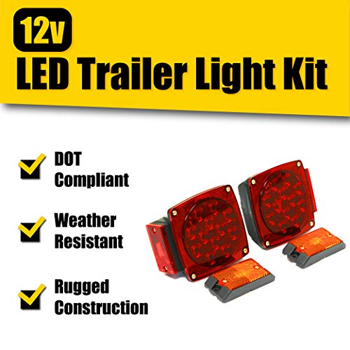 MaxxHaul 70205 Trailer Light Kit - 12V All LED, Left and Right Waterproof Submersible for Trailers, Boat Trailer Truck Marine Camper RV Snowmobile