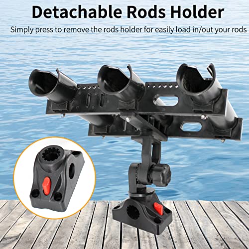 Xproutdoor Triple Fishing Boat Rods Holder with 360 Degree