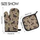 ZZXXB Horse Riding Oven Mitts and Pot Holders Set of 2 Heat Resistant Non-Slip Kitchen Gloves for Cooking Baking Barbecue Grilling