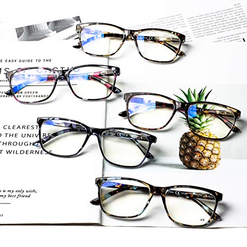 SIGVAN Ladies Reading Glasses Blue Light Blocking Spring Hinge Fashion Pattern Print Eyeglasses for Women, Multicolour, Medium