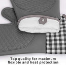 FYY Silicone Oven Mitts with Heat Resistant 450 F Set of 2, Soft Material Quilting Lining Non Slip Oven Gloves and Pot Holder Kitchen Set for Cooking, Baking, Pizza, BBQ Gloves 1 Pair, Grey