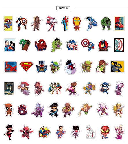 100 PCS Marvel Superhero Stickers,Comic Captain Spiderman Graffiti Vinyl Waterproof Decals for Water Bottles Computer Bicycle Skateboard Luggage Phone Pad Laptop Kids Teens Stickers Pack