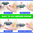 Force1 Scoot LED Hand Operated Drone for Kids or Adults - Hands Free Motion Sensor Mini Drone, Easy Indoor Small UFO Toy Flying Ball Drone Toy for Boys and Girls (Green/Blue)