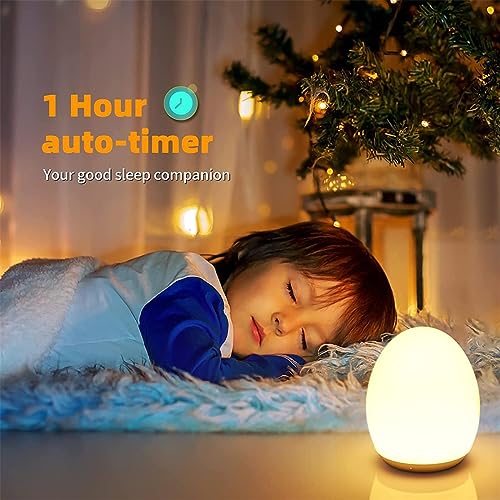ZCMLED Egg Night Light for Baby, Nursery Lamp with 8 Colors Changing Mode & Dimming Function,Warm White Baby Sleeping,Rechargeable Baby Night Light with 1 Hour Timer&Touch Control, Up to 100H