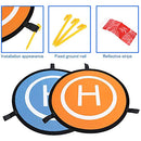 MMOBIEL Universal Drone Landing Pad Waterproof Helipad 75 cm / 30 inch Double Sided Orange / Blue for RC Drones Helicopter DJI Mavic Mini 2 / Zoom / Air Fly 2 / Phantom / FPV / Inspire Incl. Reflective Tape and Pins