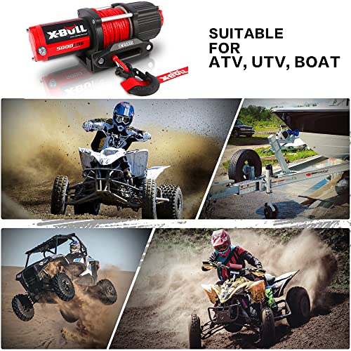 X-Bull Boat ATV UTV Winch 5000LBS/2268KG 12V Electric Winch with Synthetic Rope 15.2m Wireless Remote Car Automotive Accessories
