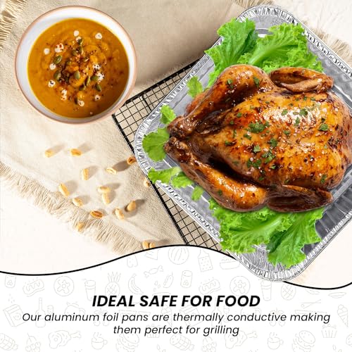 Packware Square Disposable Aluminum Foil Tray - Premium Quality Aluminum Foil with Leakage-Proof, Durable, Recycled Material - Catering, Baking, Roasting, Grill & Much More - 20x20x5cm (20 Pack)
