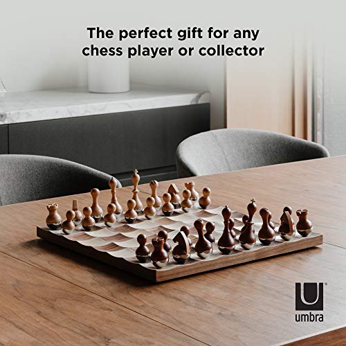 Umbra 377601-656 Chess Set, Brown, 15 x 15 x 1 Inch (38 x 38 x 3 cm)