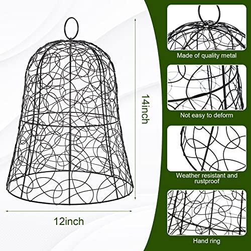 8 Pieces Sturdy Chicken Wire Cloche Plant Protector 12 x 14 Inch Metal Potted Plants Protection Cover Wire Cloches Plant Protector Protecting Plants Cages Strawberry Plant Protectors from Animals