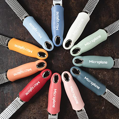 Microplane Zester Grater in After Dark Grey for Citrus Fruits, Hard Cheese, Ginger, Chocolate and Nutmeg with Fine Stainless Steel Blade - Made in USA