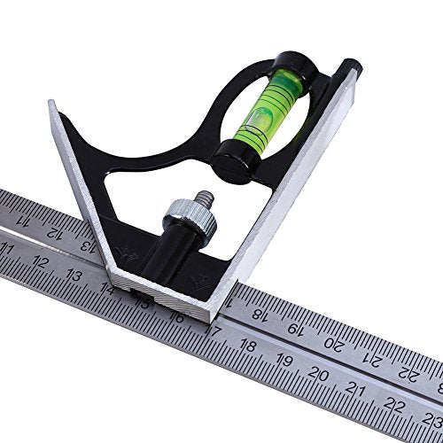 Joyzan Combination Square, Adjustable Sliding Squares Ruler Protractor Level Measure Heavy Duty Professional Metric Square Woodworking T Stainless Steel Right Angle Rulers Carpentry Measuring Tool