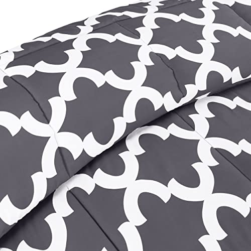 (Queen, Grey) - Printed Comforter Set (Grey, Queen) with 2 Pillow Shams - Luxurious Soft Brushed Microfiber - Goose Down Alternative Comforter by Utopia Bedding