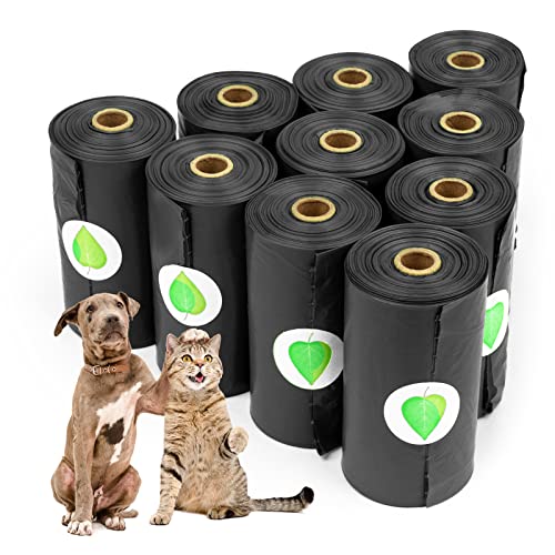 PuppyDoggy Dog Poop Bags (10 Rolls,13"x9") Biodegradable Waste Bags Work with Poop Bag Dispenser and Dog Leash Extra Thick Tear Resistant Leak Proof for Walking Travel (150 Bags, Black)