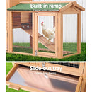 i.Pet Chicken Coop Large Rabbit Hutch, 138 x 49 x 85cm Coops Wooden Pet House Run Cage Walk in Guinea Pig Ferret Bunny Hen Chook, Outdoor Metal Door Roof Ladder Hatch Nestiong Box Farm