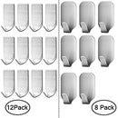 20 Pieces Self Adhesive Stainless Steel Wall Hooks, FineGood Metal Utility Hanging Hooks for Robe, Coat, Towel, Keys, Bags, Home, Kitchen, Bathroom, Heavy Duty Ultra Strong - 8 Large,12 Small