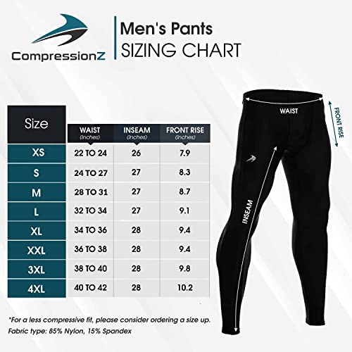 CompressionZ Men's Compression Pants Base Layer Running Tights Mens Leggings for Sports